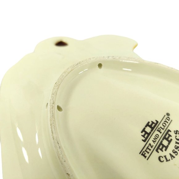 Condiment Serving Dish Fitz and Floyd Classics Autumn Gourd With Flowers Vintage - Picture 7 of 8